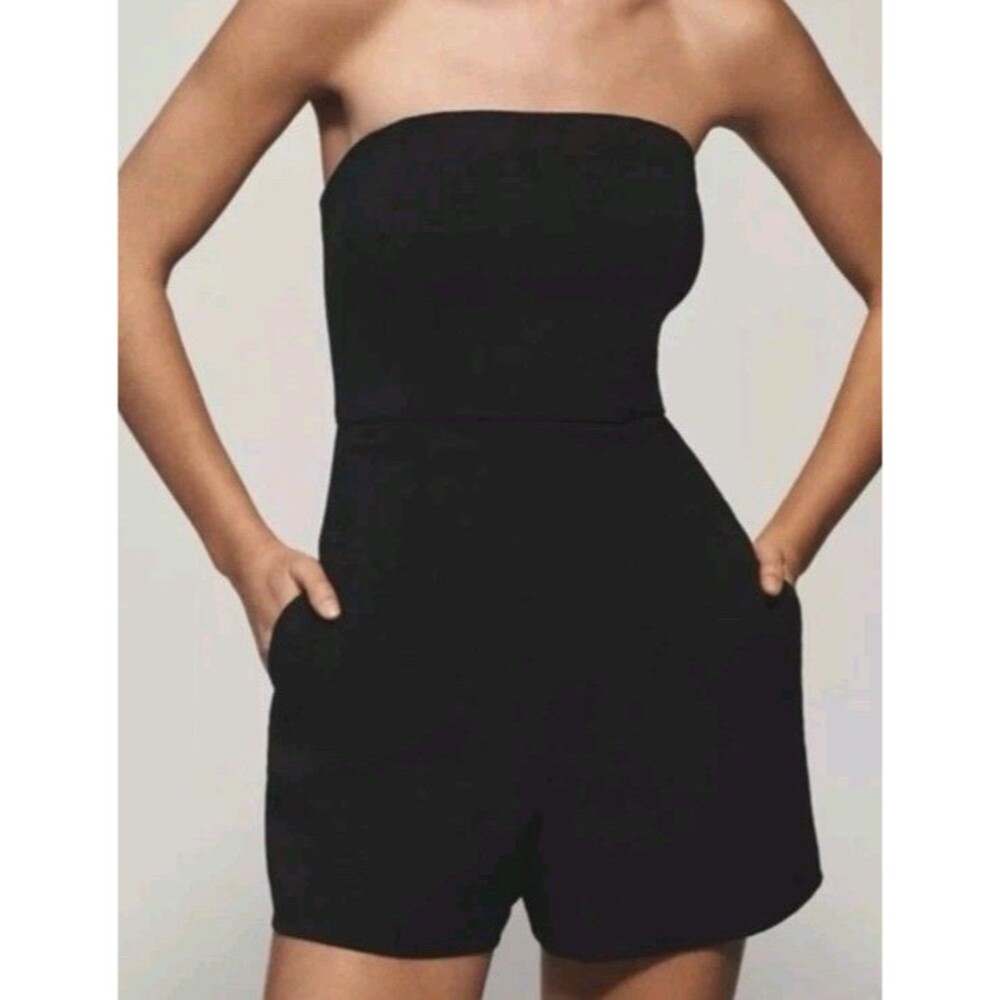 Anthropologie Hutch strapless black romper Women's size Large
